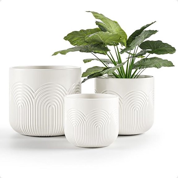 Ceramic Plant Pots Set of 3 with Drainage