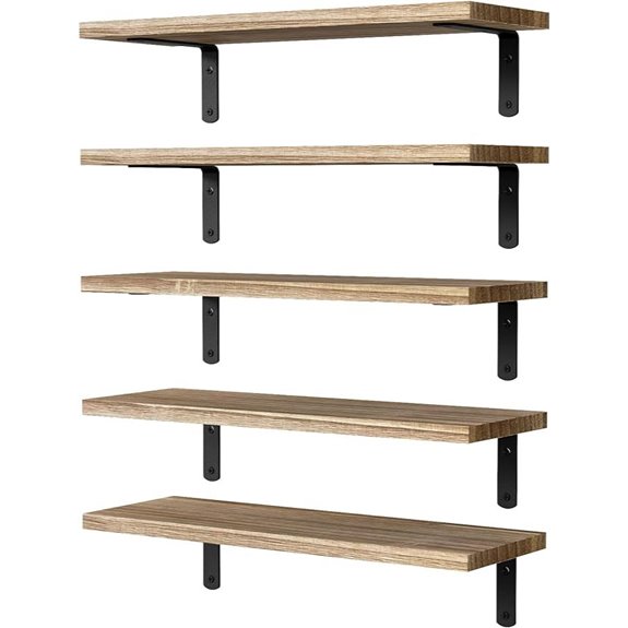 Rustic Brown Floating Wall Shelves (5 Pack)