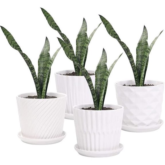 Ceramic Plant Pots with Saucers Set of 4