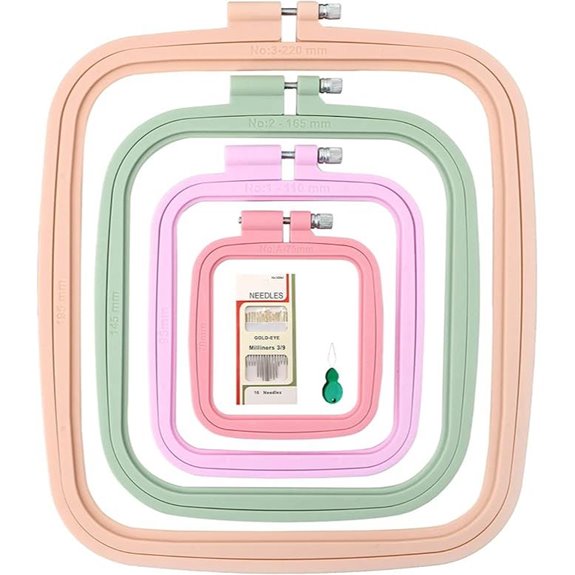 ZOCONE 4 Pcs Square Embroidery Hoops Set