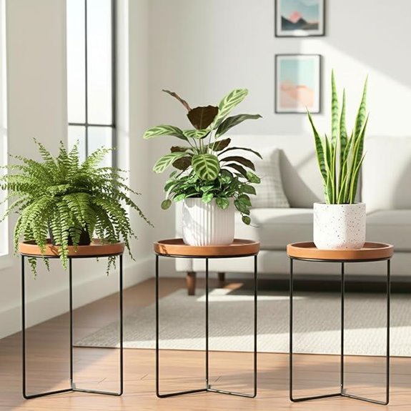 Indoor Metal & Wood Plant Stands 3-Pack