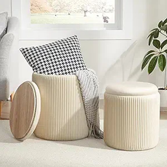 Royal Windsor Round Ottoman with Storage (Set of 2)