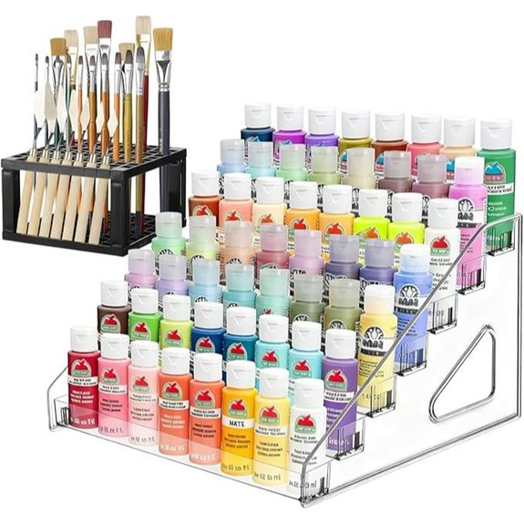 Acrylic Paint Organizer with Brush Holder (7 Layers)