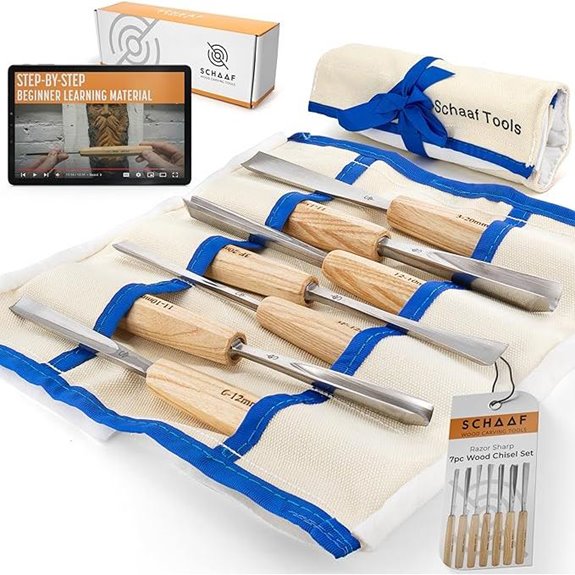 Wood Carving Tools Set of 7 with Canvas Case