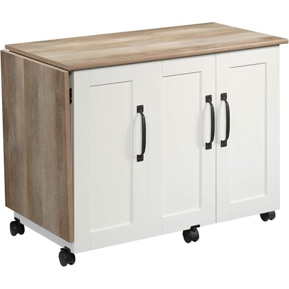 Sauder Sewing Cart with Storage and Drop-Leaf
