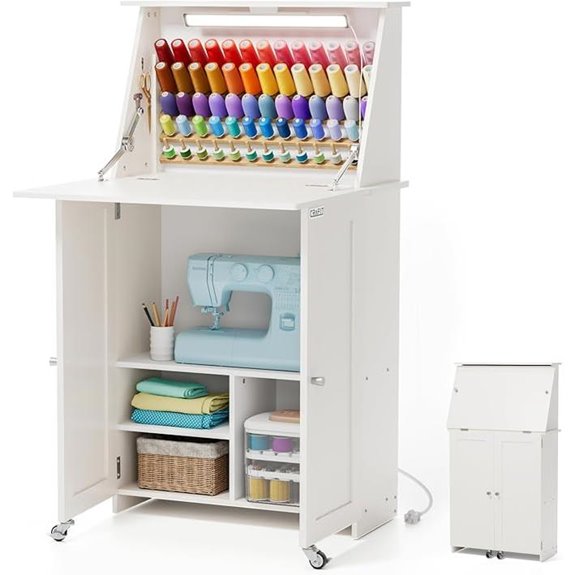 Sewing Table with Lights Storage & Spool Rack