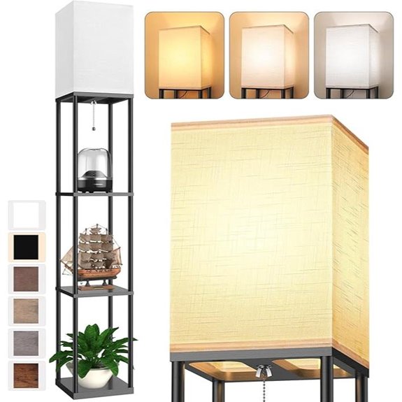 Shelf Floor Lamp with Shelves and LED Bulb