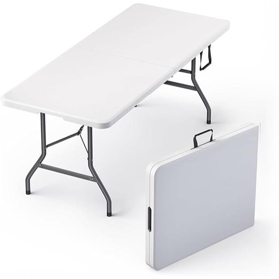 6ft Foldable Table with Handle & Steel Legs