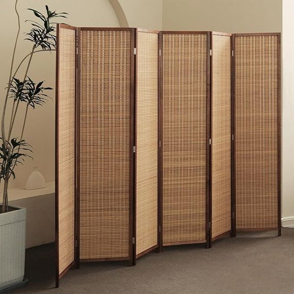 6-Panel Bamboo Room Divider Screen