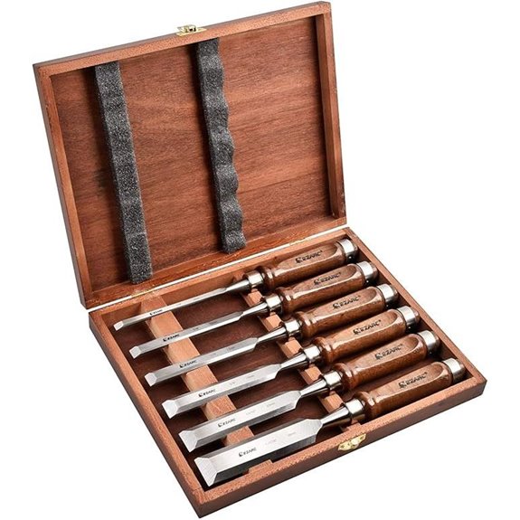 EZARC 6-Piece Wood Chisel Set with Wooden Case