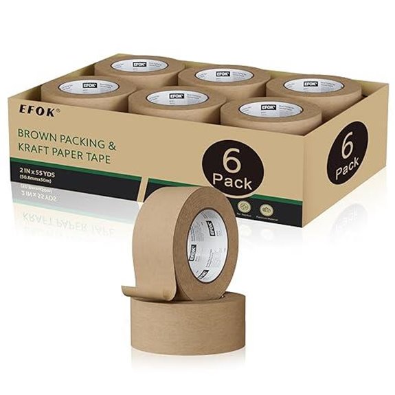 6 Rolls Kraft Packing Tape for Shipping and Packing