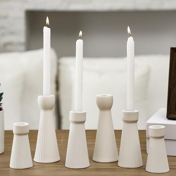Mumufy 6 Pcs White Ceramic Candle Holders