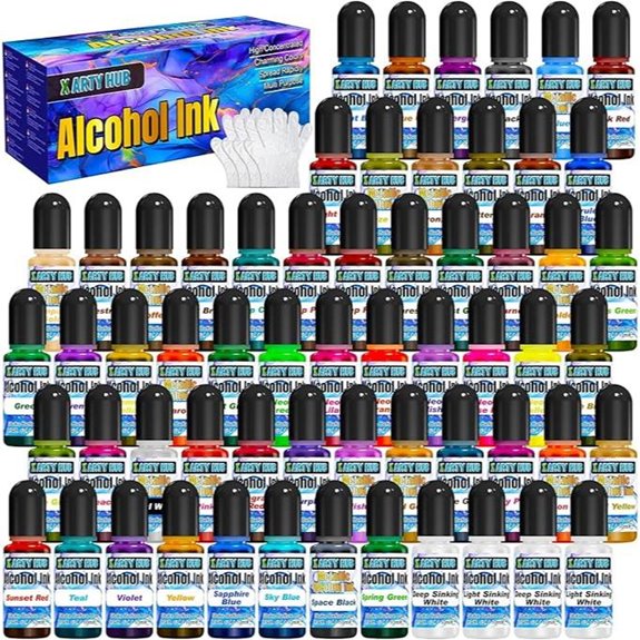 Alcohol Ink Set: 60 Bottles for Resin & Art Projects