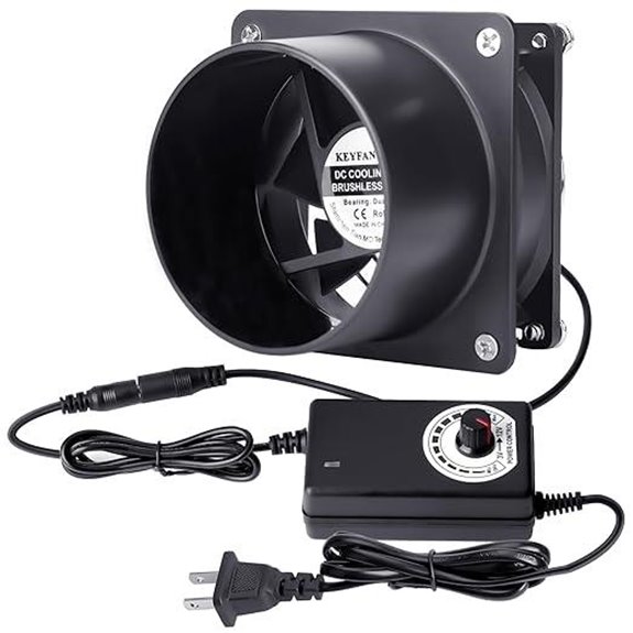 Small 80mm 12V Axial Exhaust Fan with AC Plug