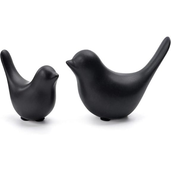 Notakia Small Bird Statues for Home Decor (Black 2 Pcs)