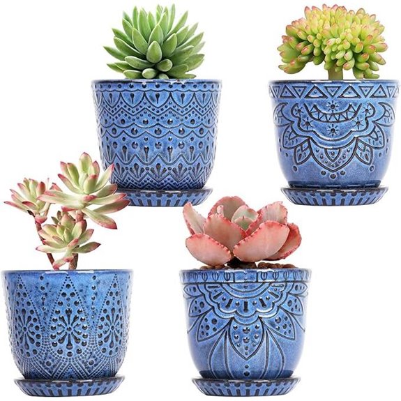 Gepege 4-Inch Ceramic Succulent Pots Set of 4