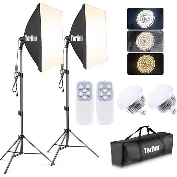 Torjim Softbox Lighting Kit with LED Bulbs and Remote
