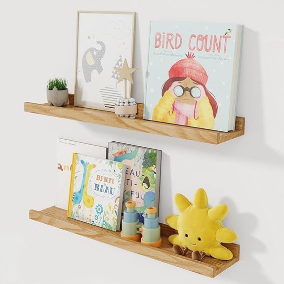 Solid Ash Wood Picture Ledge Shelf (Set of 2)