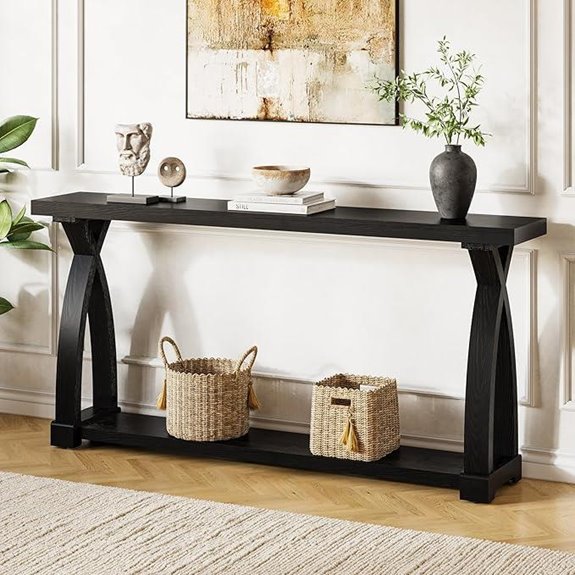 Solid Wood Console Table with 2-Tier Storage