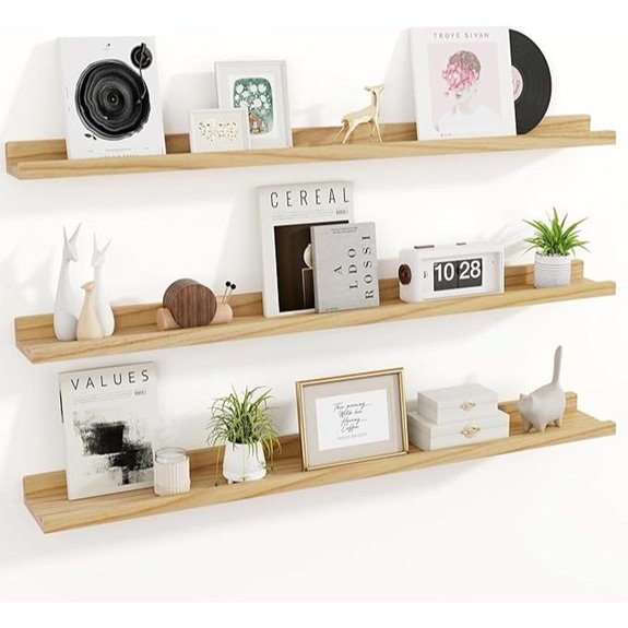 Richfocus Wall-Mounted Solid Wood Floating Shelves (Set of 3)