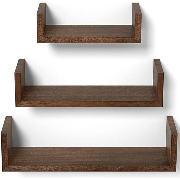 SRIWATANA Wall-Mounted Floating Solid Wood Shelves Set