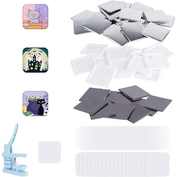 Square Button Parts for Badge Maker 50mm 100 Sets