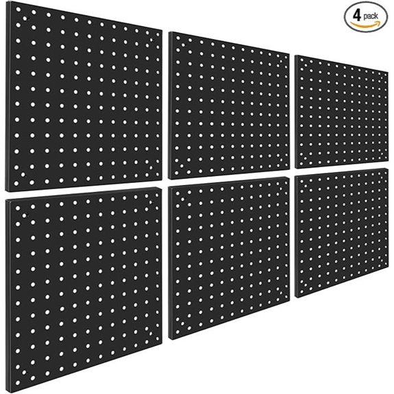 Peg Board Steel Organizer Panels (6-Pack 12x12 Black)