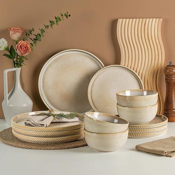 Stoneware Dinnerware Set for 4 12 Pieces