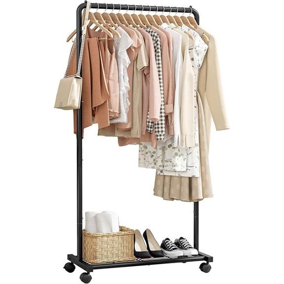Heavy-Duty Metal Clothes Rack with Mesh Shelf