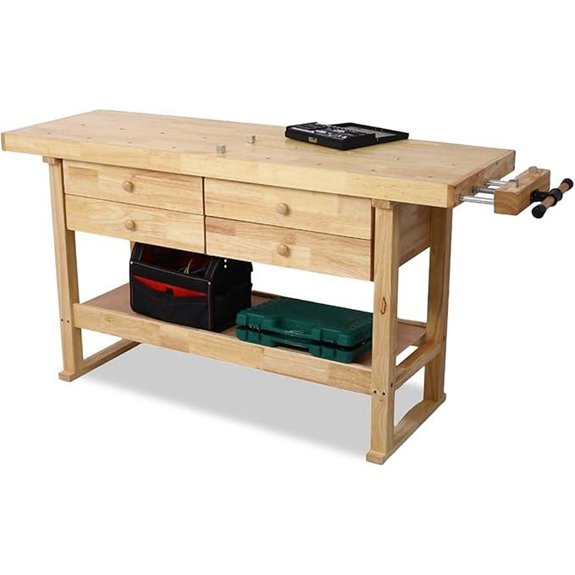 Heavy Duty Rubber Wood Workbench with Drawer