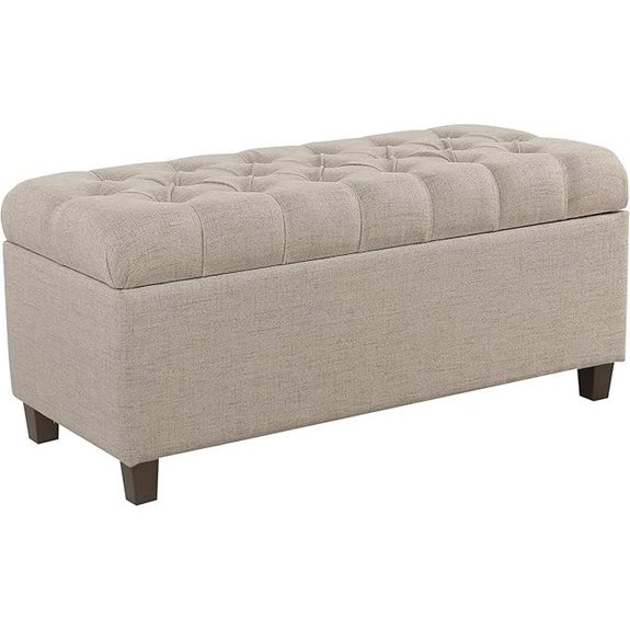 Tufted Ainsley Storage Ottoman Bench Tan
