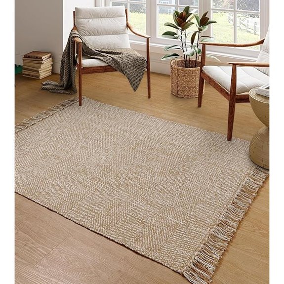 Collive 4x6 Tan/Cream Woven Cotton Indoor Rug