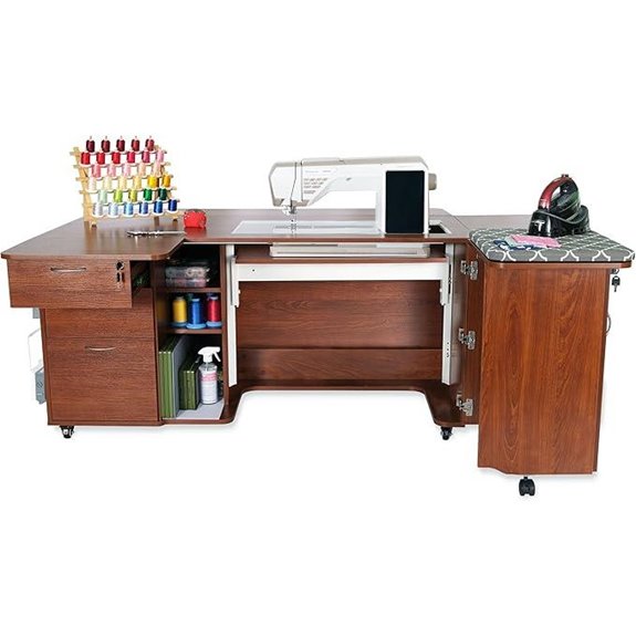 Arrow Hydraulic Sewing Cabinet in Teak