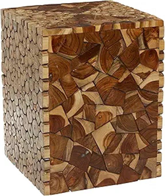 Deco 79 Teak Wood Mosaic End Table