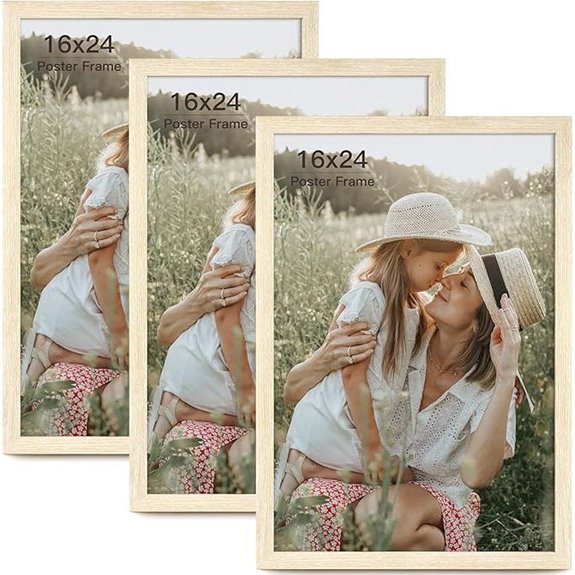 16x24 Natural Wood Poster Frame Set (3 Pack)