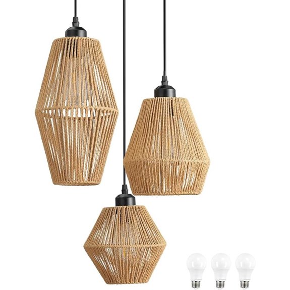 3-Light Woven Rattan Pendant Light Fixture