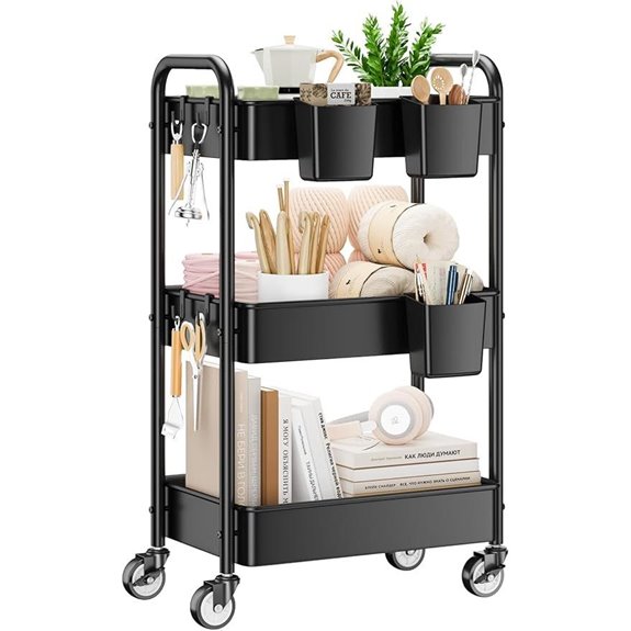 YASONIC 3-Tier Rolling Metal Storage Cart
