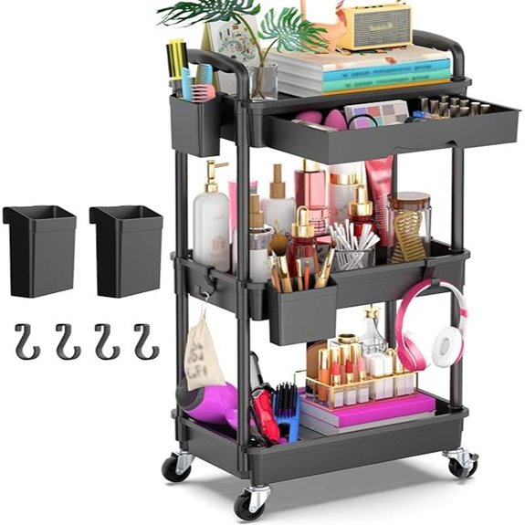 Goovilla 3-Tier Rolling Utility Cart with Drawer