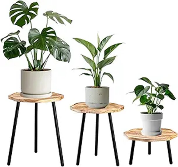 Frcctre 3 Pack Indoor Wooden Plant Stands