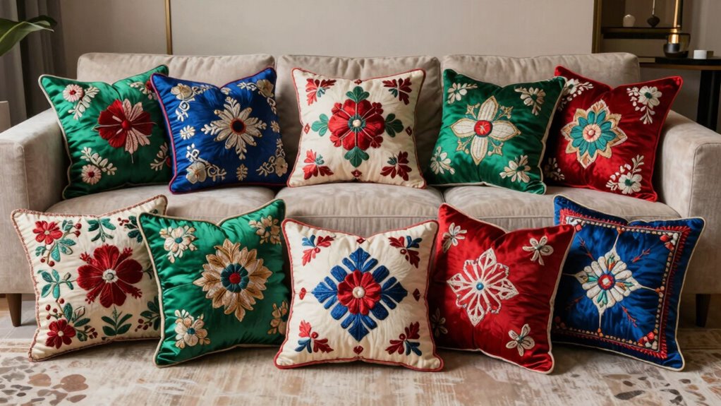top embroidered pillow covers