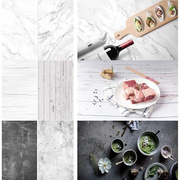 Meking 3pcs Double-Sided Marble & Cement Photo Backdrops