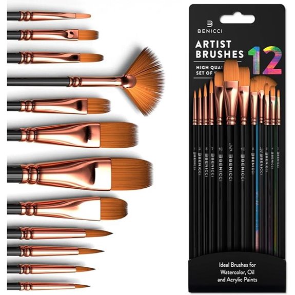 Professional Artist Paint Brush Set of 12