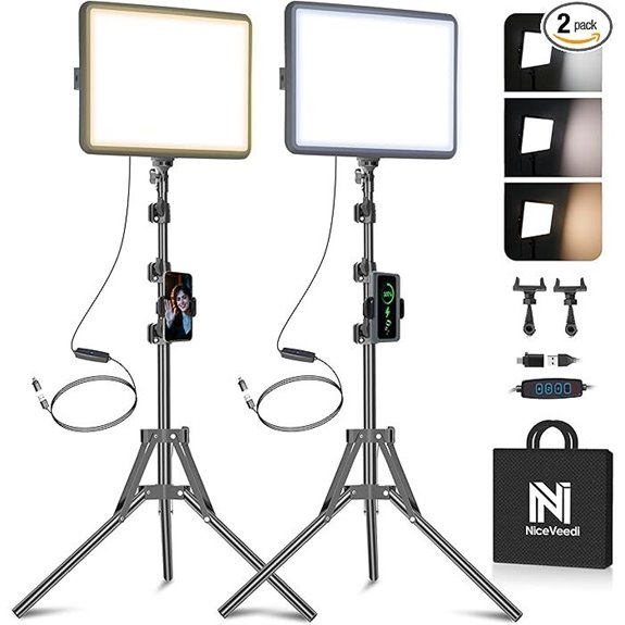 NiceVeedi 2-Pack LED Video Light Kit with Tripod
