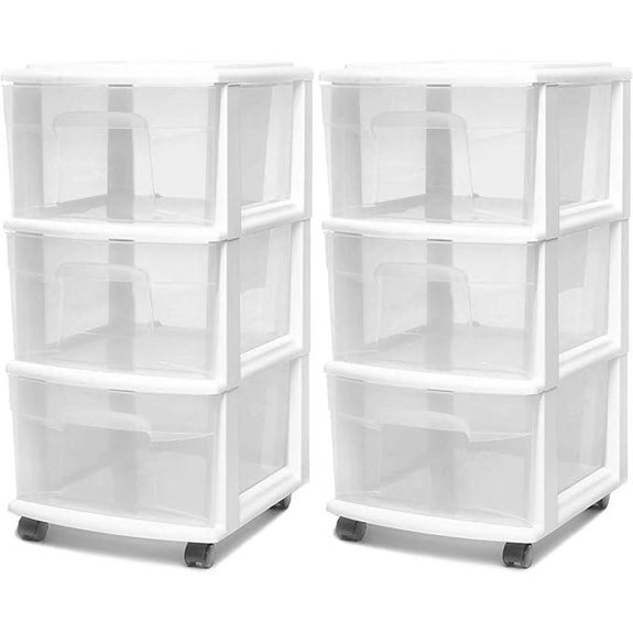 HOMZ 2-Pack 3-Tier Plastic Storage Cart