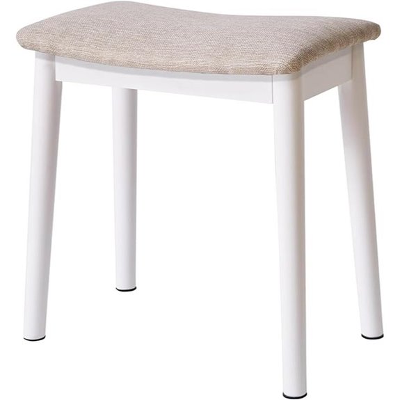 IBUYKE Upholstered Vanity Stool with Wood Legs