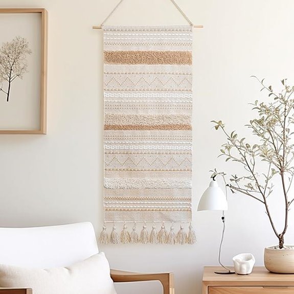 BlissBlush Vertical Woven Wall Tapestry with Tassels