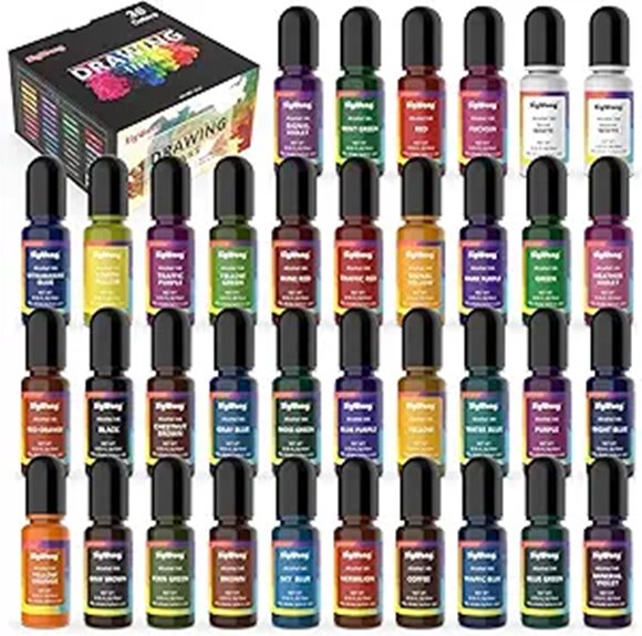 Alcohol Ink Set - 36 Vibrant Color Bottles