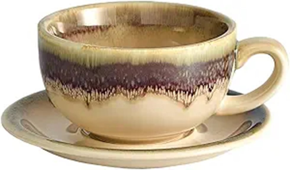 Vintage Ceramic Latte Art Cappuccino Cup with Saucer