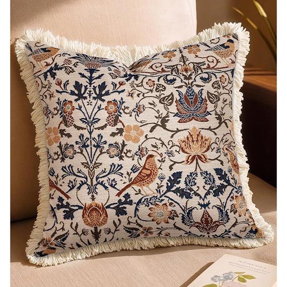 Vintage Embroidered Throw Pillow Cover 18x18