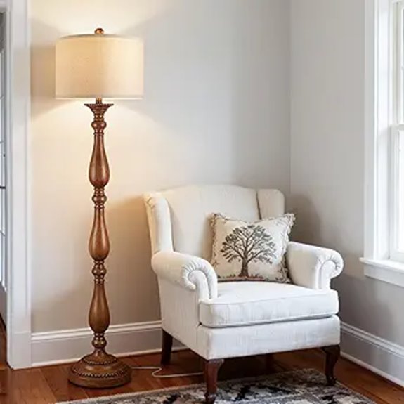 PARTPHONER Vintage Floor Lamp with Linen Shade